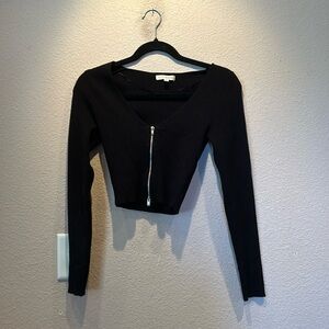 Pac Sun La Hearts Black Ribbed Zipper Long Sleeve Size Small